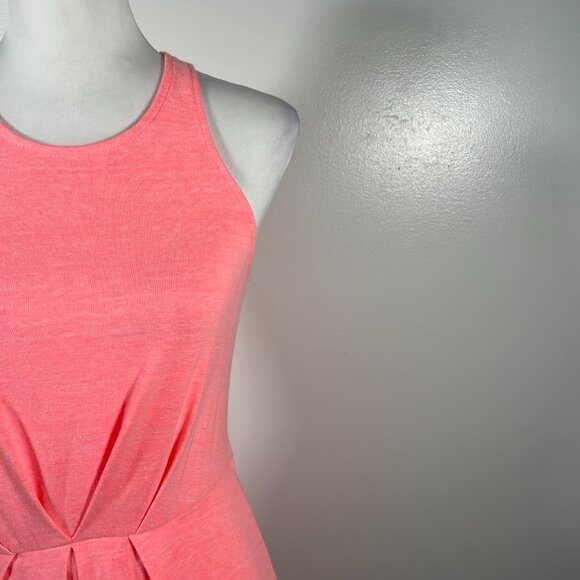 Everly Coral Pink Crew Neck Pleated Waist Sleeveless Knee-length Tank Dress S - Picture 4 of 14